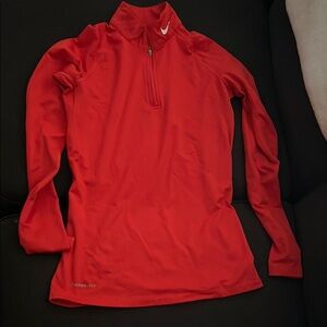 Nike Red Fitted Zippered Hoodie
